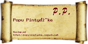 Popu Pintyőke névjegykártya